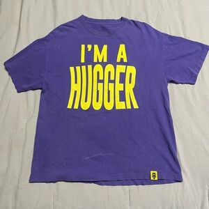Bailey 44 Purple Tee with Bold Yellow Print